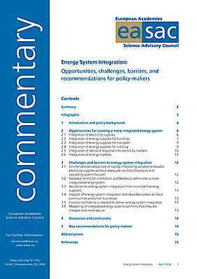 EASAC Commentary “Energy System Integration”, April 2026.
