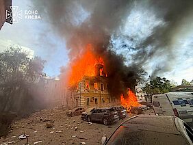 The building of the National Academy of Sciences of Ukraine (NASU) after the Russian drone strike, on 28 September 2026 © NASU.